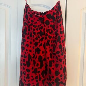 Anne Klein Red and Black Animal Print Slip Dress